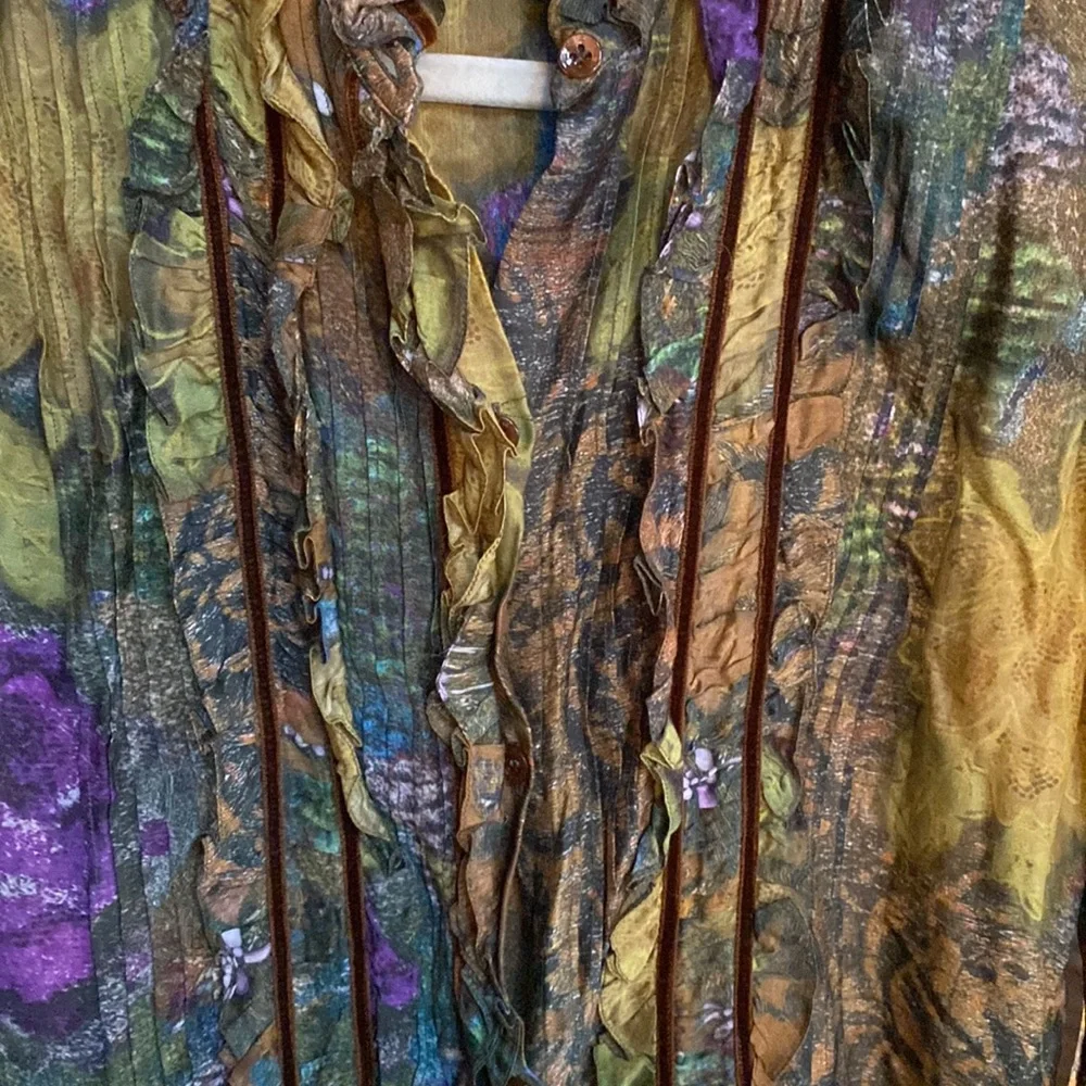 ETRO Green and Purple Silk blouse🌺 - Picture 2 of 6